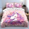 Dreamy Unicorn In Pink And Purple Print Bedding Set 1 Duvet Cover 2 Pillowcases For Adult And Children Luxury Gift Full Size