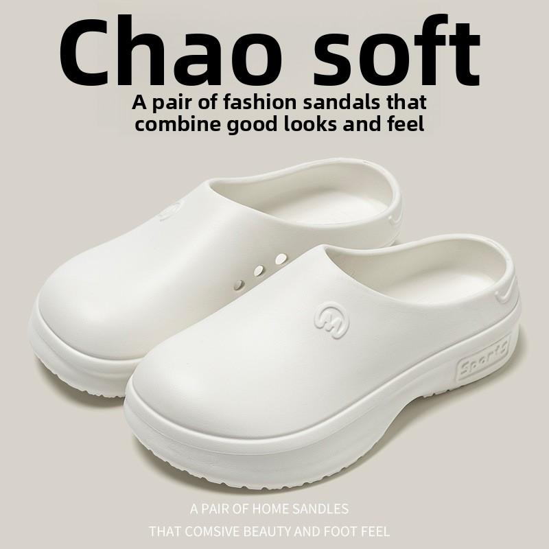 

Туфли EVA Hole, летние сандалии с толстой подошвой и симпатичным носком для женщин летом 38-39 белый