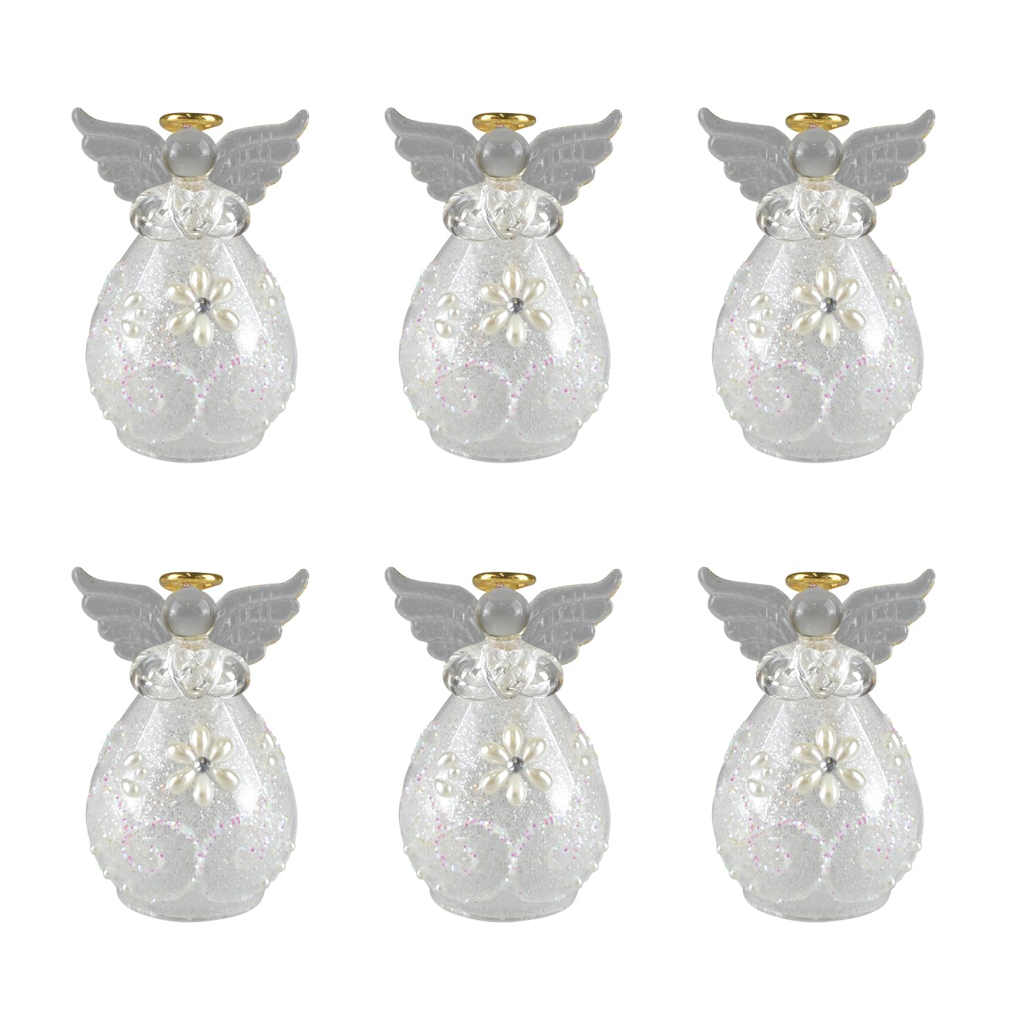 

Four Cart Cute Handmade Glass Champagne Angel Bells (Set of 6)