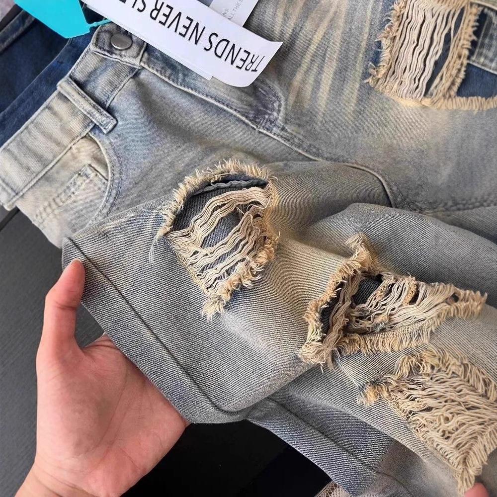 Jeans Retro Vechi Rupeți de Toamnă Blugi cu Picior Larg Pantaloni Largi pentru Femei Blugi Baggy