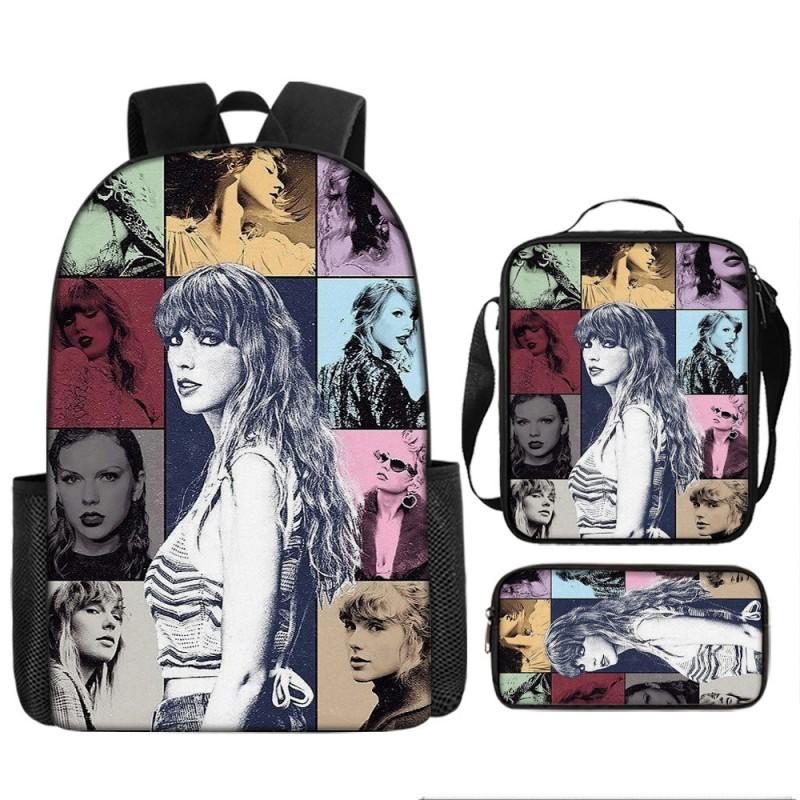 Taylor Swift Themed Kids School Backpack Set Elementary Students Oxford Fabric Breathable Lightweight With Padded Straps