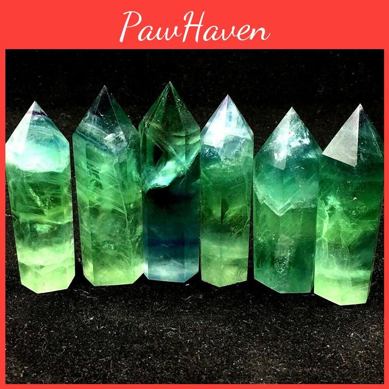 Unique Natural Green Fluorite Quartz Crystal Healing Wand With Stylish Hexagonal Design
