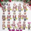Festive Wall Hanging Decorations Christmas Nutcracker Ornaments for Tree, Wooden Soldier Tree Indoor Ornament Set Decoration, 2D Flat Pendants