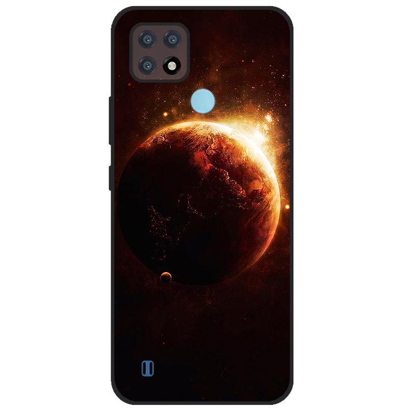 Para OPPO Realme C21Y Capa Série COOL Preto Capa de Silicone Macia para Cases de Telefone Realme C21 C25 C25s Protetora Realmi C 21 Y Capa