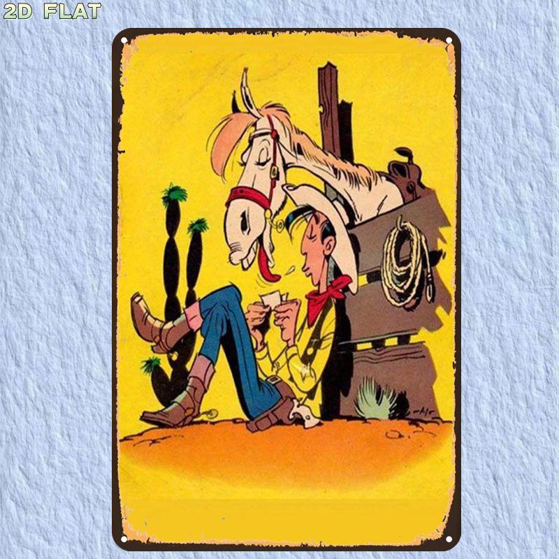 Retro Western Cowboy Decorative Sign Iron Metal Tin Sign Weather Resistant Garage Bar Wall Decor Gift