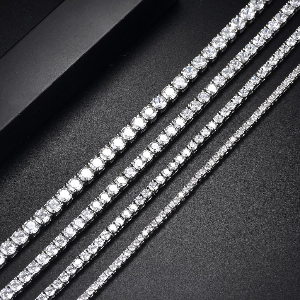 Men And Women Full Diamond Hip-Hop Necklace Jewelry, Fashion 2-6Mm4 Claw Copper Zircon Tennis Necklace