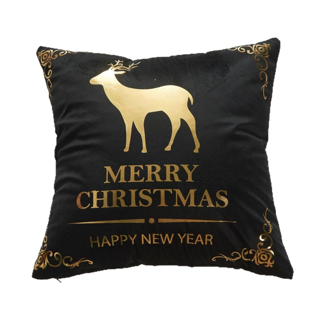 Christmas Atmosphere Bronzing Craftsmanship Festive Feel Pillow Cover Fabric Soft and Comfortable Home Sofa Pillow Bedside Cushion