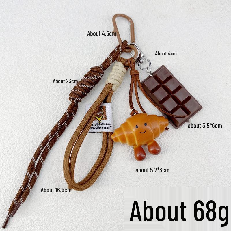 INS-Style Miu Series Alkaline Water Bread Bag - Cute Chocolate Pendant Jewelry Keychain