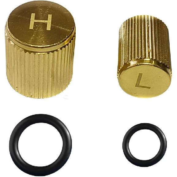 Brass Car AC Valve Caps for R134a System | Heavy-Duty High & Low-Side Service Port Caps | Leak-Proof Covers for Honda, Toyota, Subaru, & More