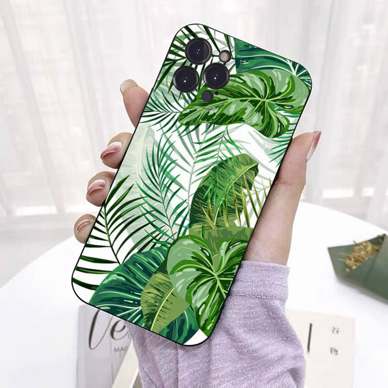 Blätter Monstera Grün Telefon Fall Für iPhone 8 7 6 6S Plus X SE 2020 XR XS 14 11 12 13 Mini Pro Max Mobile Fall