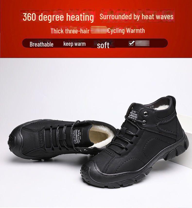 Pánské nepromokavé bavlněné boty s vysokým svrškem na podzim/zimu s velurovou podšívkou - Pohodlné venkovní sněhule