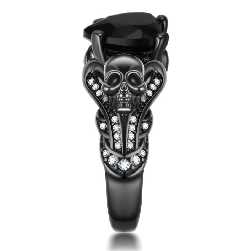 Gothic Jewelry Purple Red Black Crystal Unique Black Skull Rings for Women