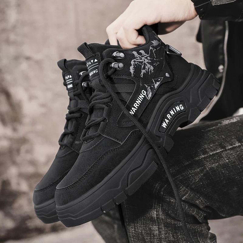 

Модные повседневные кроссовки Повседневные ботинки Зимние мужские Зимние спортивные ботинки для мужчин Ботинки с хлопковой подкладкой Ботильоны Лоферы Спорт и отдых 44 чёрный