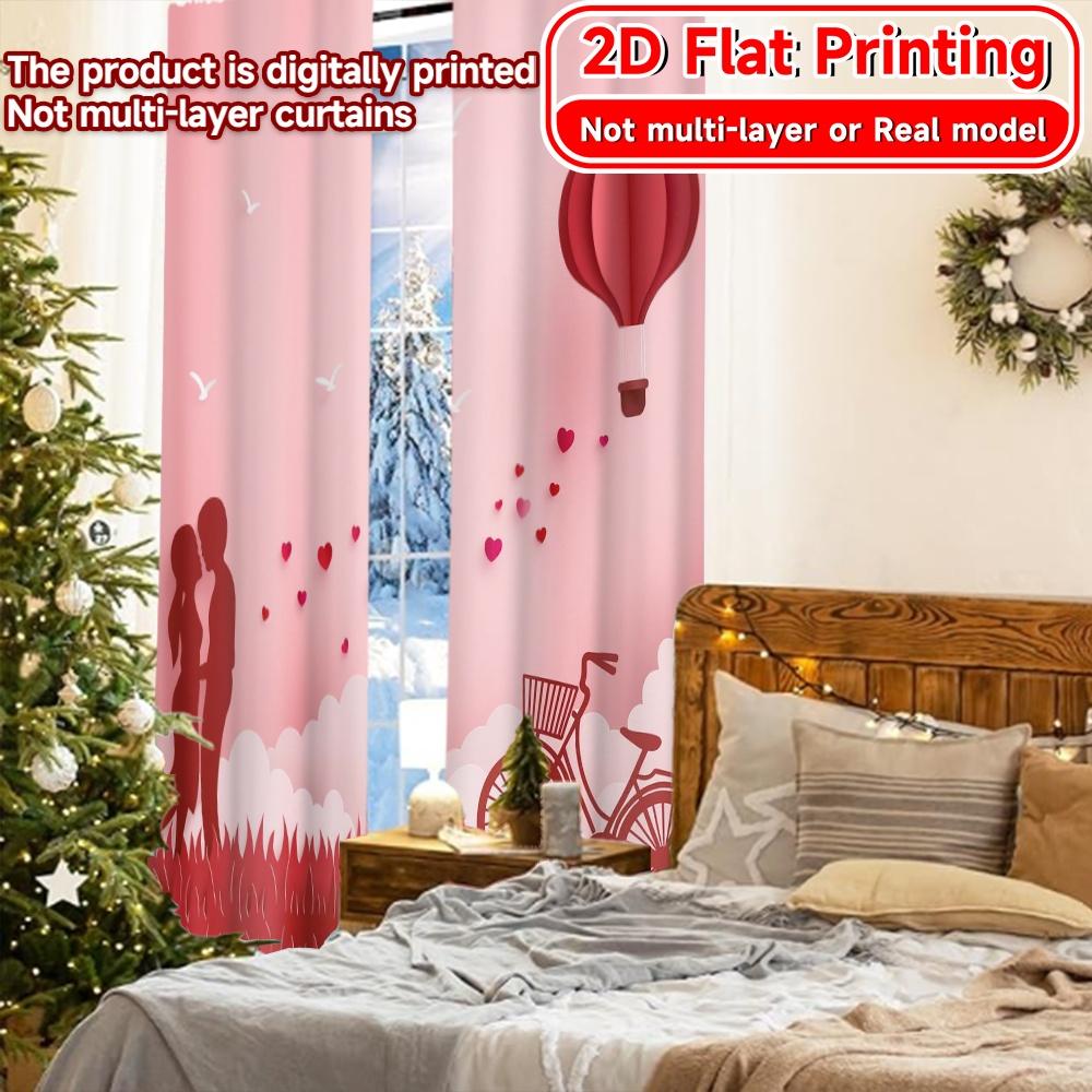 2D Flat Printing  2pcs Love In Air Minimalist Chic Curtains Versatile Durable Polyester Curtains Versatile All Perfect for
