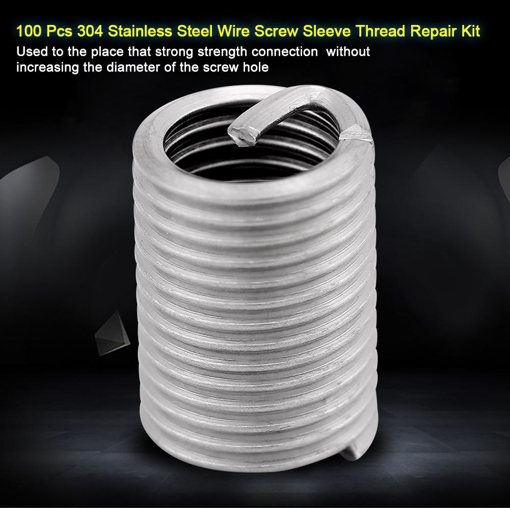 100 Pcs 304 Stainless Steel Wire Screw Sleeve Thread Repair Kit M10*1.5 2.5D
