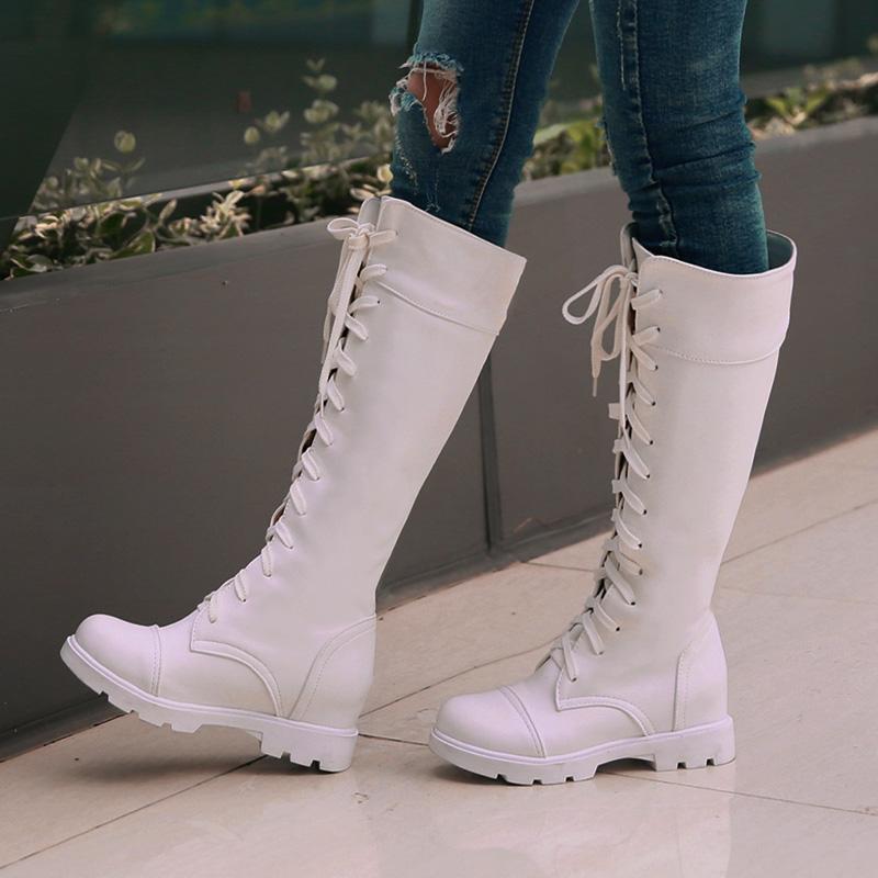 Women's Low-heeled Medium Boots Autumn and Winter New Solid Color Large-size Thick-heeled Roman Casual Boots