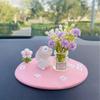 Creative Cute Daisy & Four-Leaf Clover Coaster, Decorative Accessory Mini Car/Desktop Ornament, Adorable Rubber Rabbit Vase With Cute Animal Figurine
