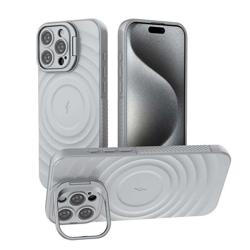 iPhone17 Pro Max Invisible Lens Stand Frosted Case with Ripple Magnetic Anti-drop Protection 