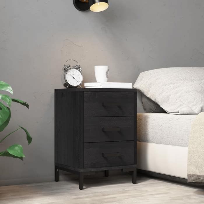 VidaXL Table de chevet Noir 40x30x55 cm Bois de pin massif 349914
