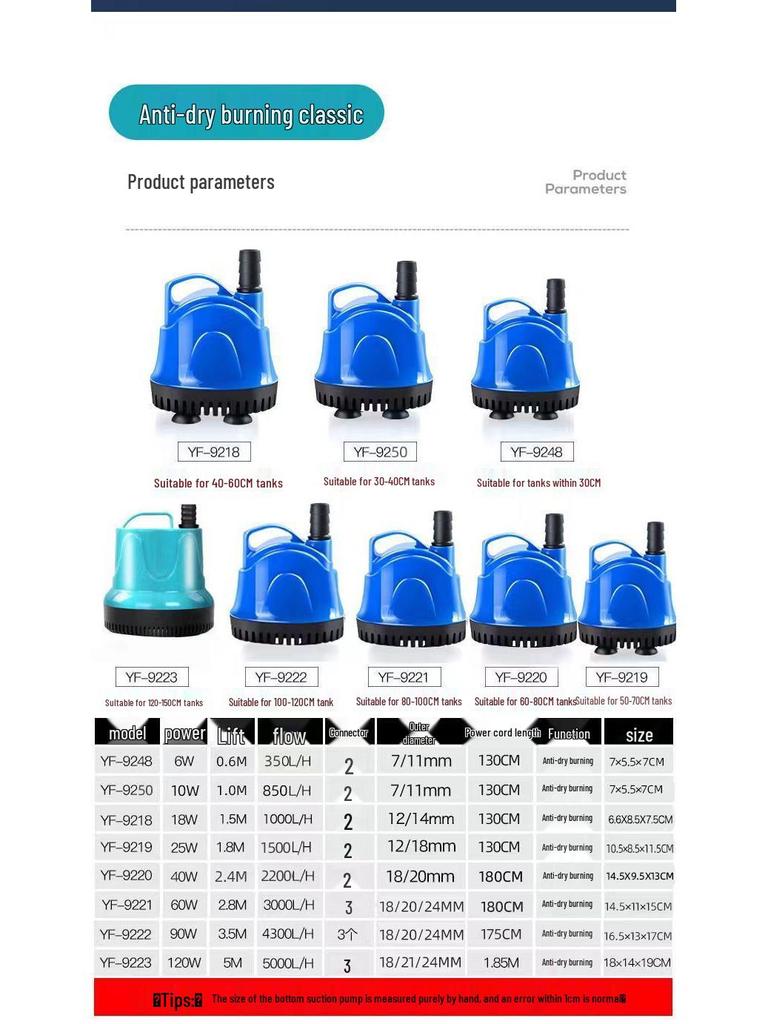 Pompă submersibilă de acvariu cu zgomot redus, cu aspirație inferioară și filtru
