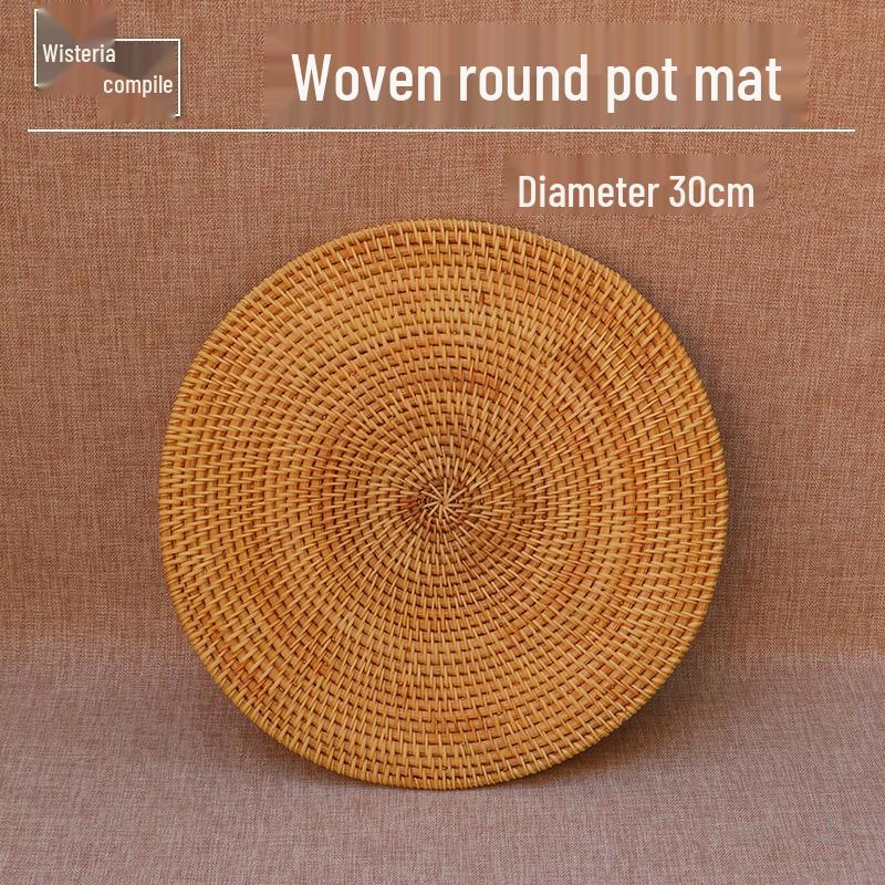 Hand-Woven Rattan Coaster & Non-Slip Table Mat Set: Heat-Resistant Placemats for Water Cups, Teapots, Bowls, Plates & Dining Tables.