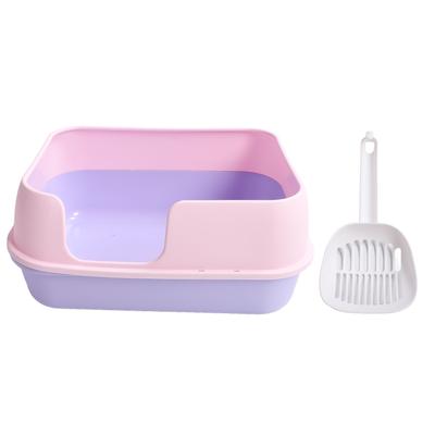 Caja de Arena para Gatos Extra Grande Semicerrada a Prueba de Salpicaduras Segura Removible Bandeja de Arena para Gatitos con Pala
