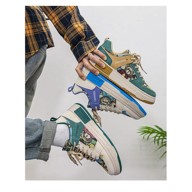 Men Shoes Fashion Baby Bear Vulcanized Shoes Platform Sneakers Designer Tennis Shoes Graffiti Spring Casual Shoes for Men