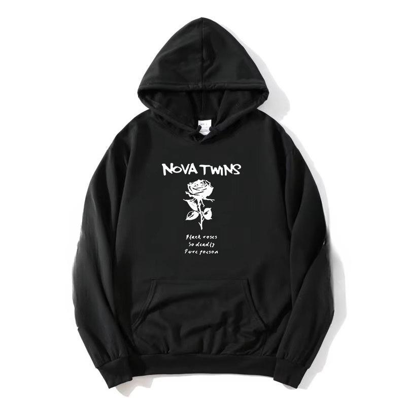 

Nova Twins BLACK ROSES HOODIE Long Sleeve Fashion Printing Sweatshirt Autumn Cotton Women Men Pullovers Graphic Clothing Popular 3XL