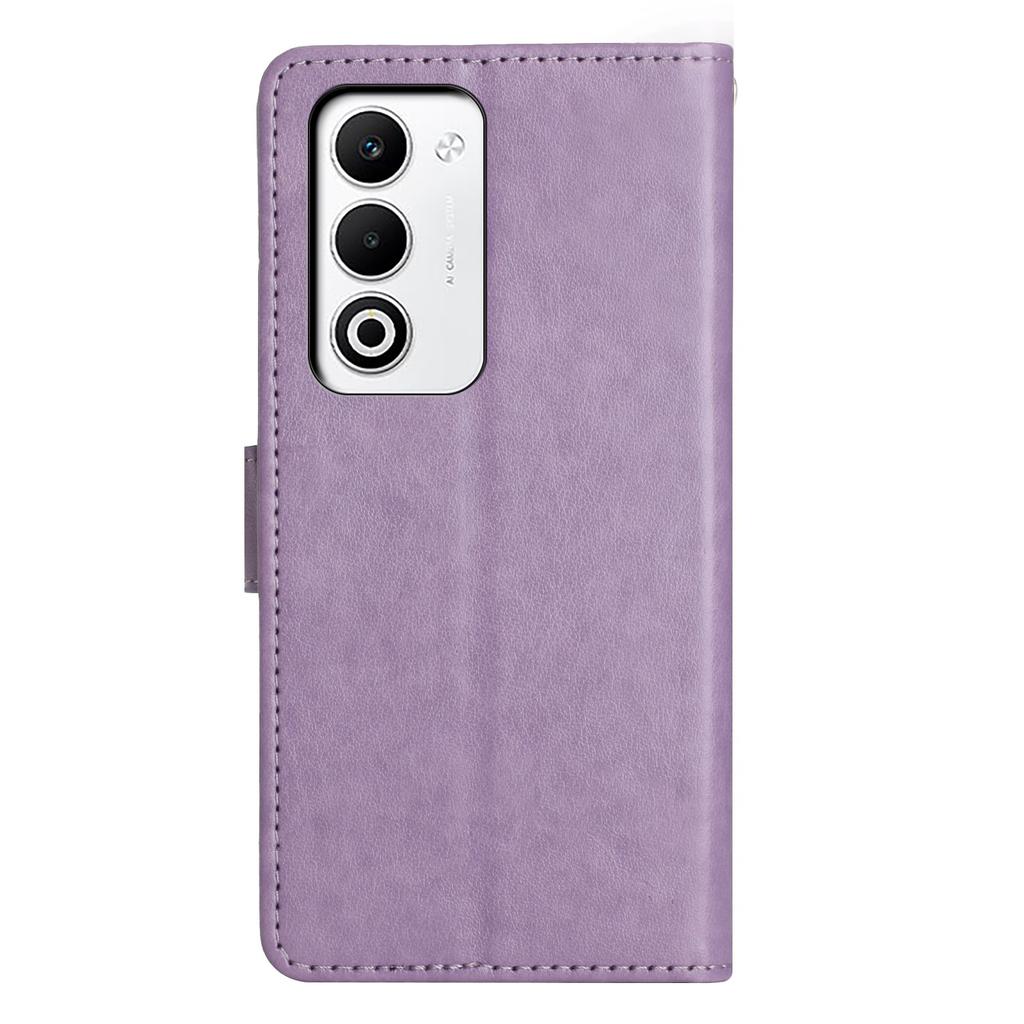 For Oppo A5 4G Leather Wallet Case Butterfly Flower Imprint Phone Cover with Strap