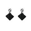 Retro Temperament Pleated Earrings, High-End Black Geometric Rhombus Earrings Irregular Personality Earrings Women