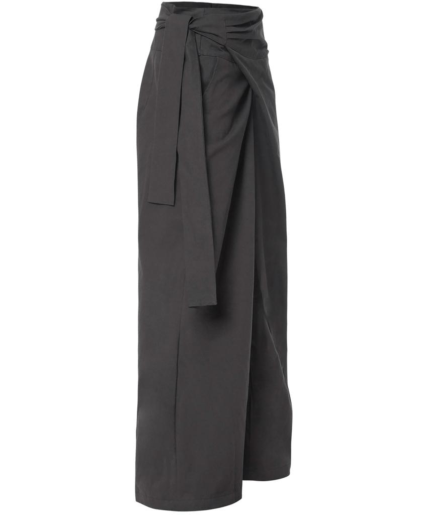 Peulleeoeob Layered Wrap Trousers (Fl-255_Charcoal)