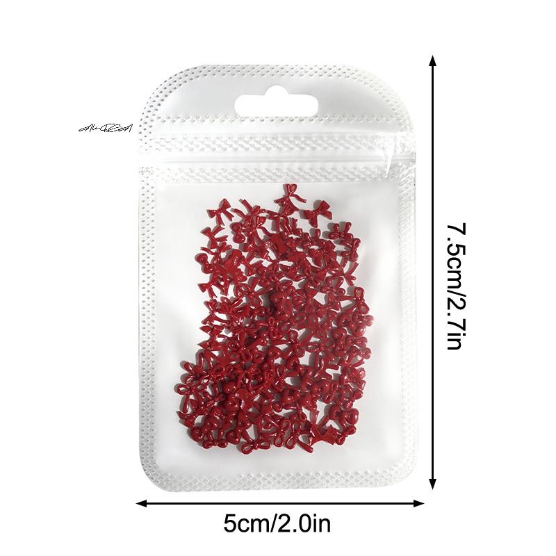 100 Stück 3D Nail Art Rote Schleifen Anhänger Kawaii Harz Zubehör für Maniküre Dekorationen 10 Stück pro Set Nail Art Zubehör
