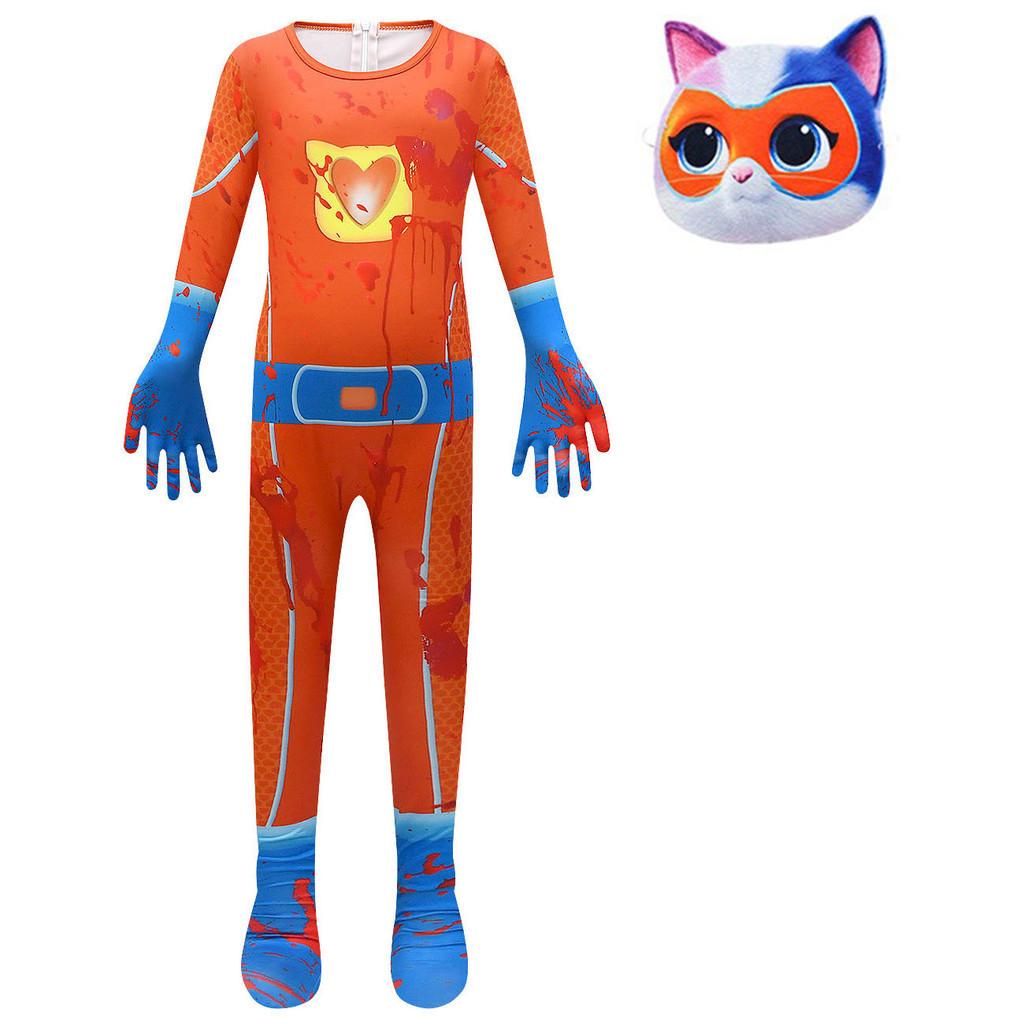 Superkitties Kids Onesie Costume With Soft Milk Silk Fabric Cartoon Style Purple Blue Pink Orange 100cm-150cm/43.3-59.05in