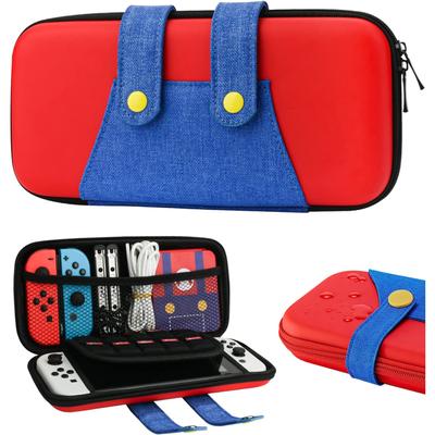 Estuche de almacenamiento de EVA compatible con Nintendo Switch/OLED Estuche de transporte portátil lindo para Switch con 10 soportes para juegos para Mario