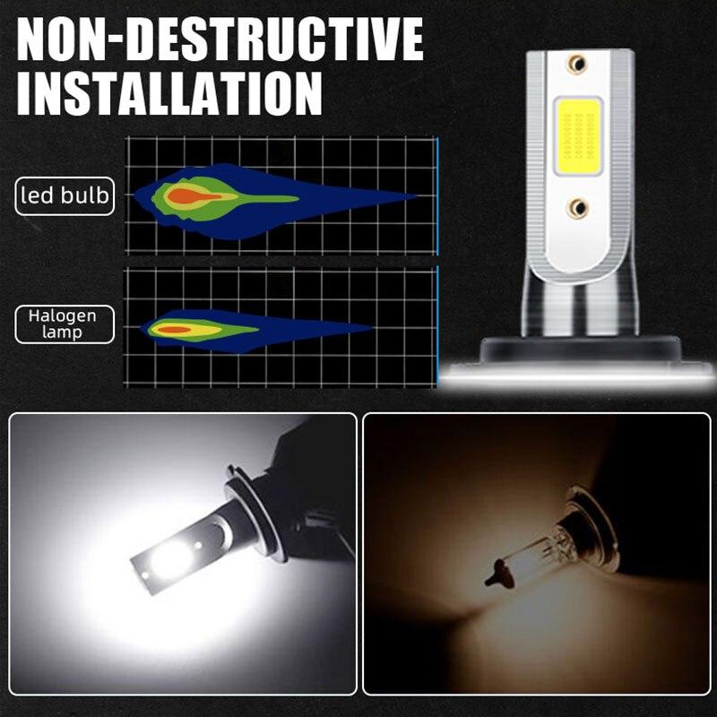 2pcs H4 LED H7 Headlights For Cars Bulbs White COB H1 H3 H11 9012 9005 9006 Mini Fog Lights Auto Headlamps Lamps 880