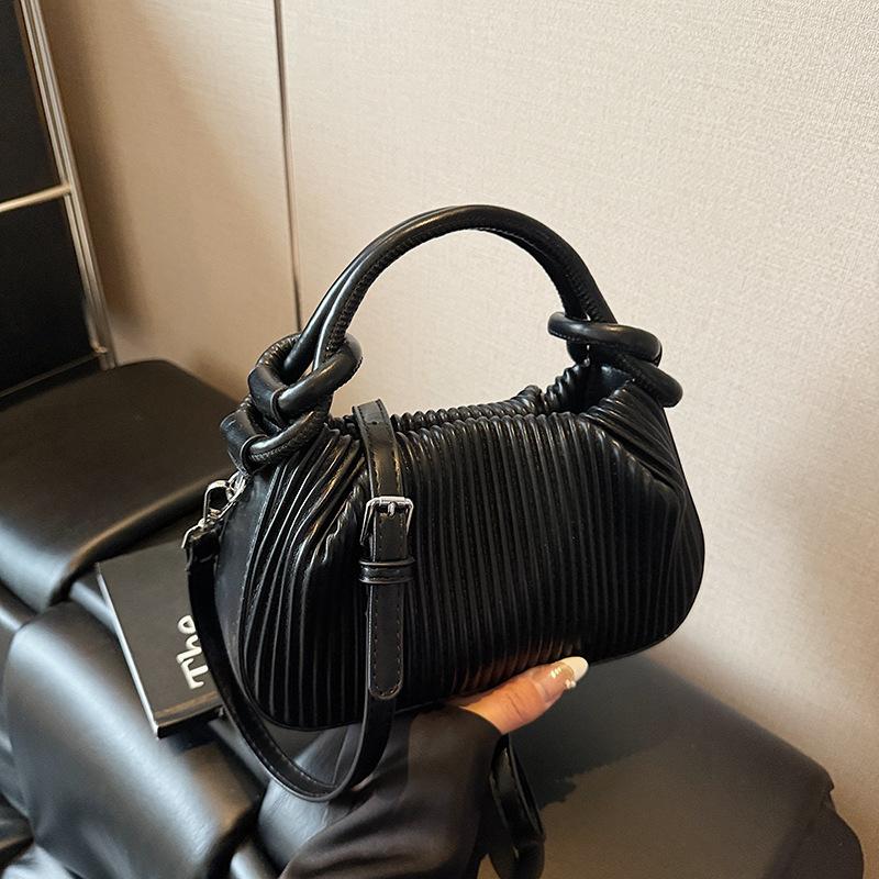 

2025 new simple casual design handbag women s bag fashion pleated versatile shoulder messenger bag чорний