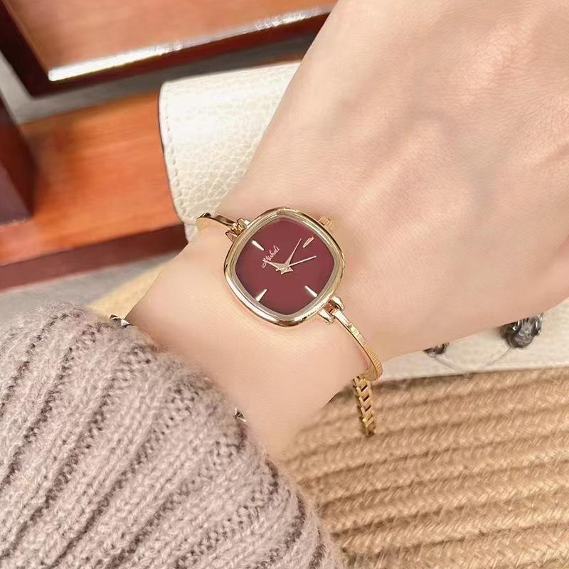 Ancora Red Fashion Simple Bracelet Slim Strap Bracelet Square Women S Watch Ancora