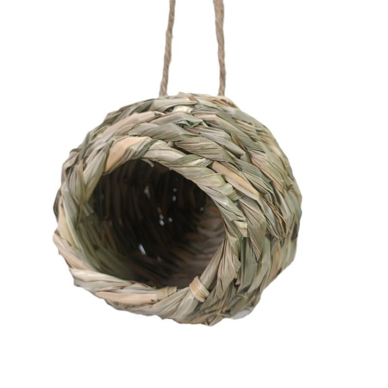 Breathable Woven Hanging Bird Nest Natural Handmade Birdhouse Safe Parrot Hideout for Outdoor Garden Patio Yard Pet Bird Bedroom