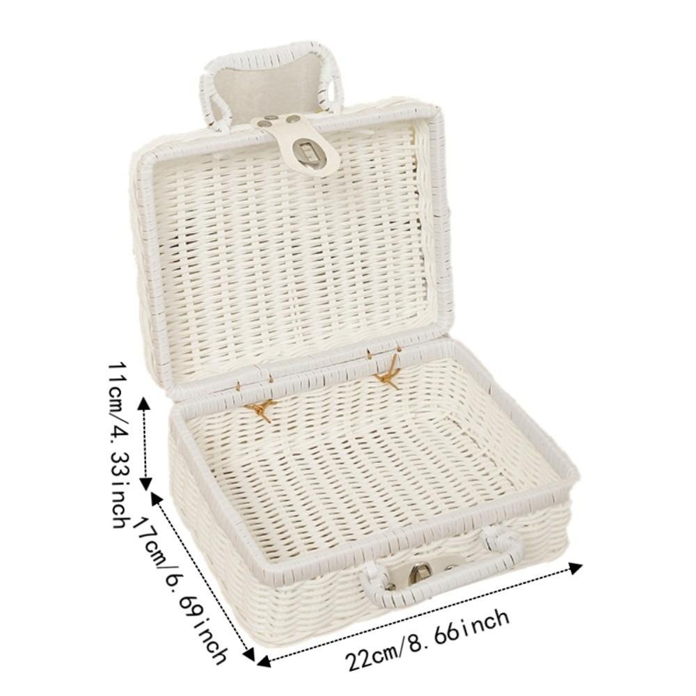 With Ring Shaped Handle Woven Picnic Box Handwoven Rattan Storage Box  Wedding Party