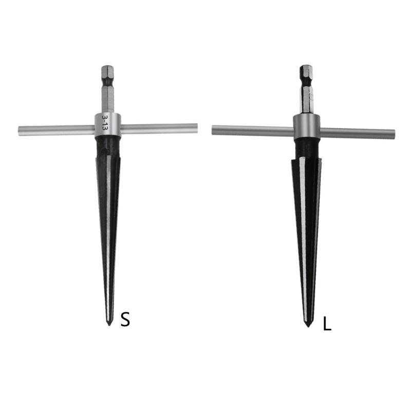 Universal 1/4'' Hex Shank Reamer T-Handle Taper Reamer Hand Tool For 3-13mm & 5-16mm Reaming for Woodworking