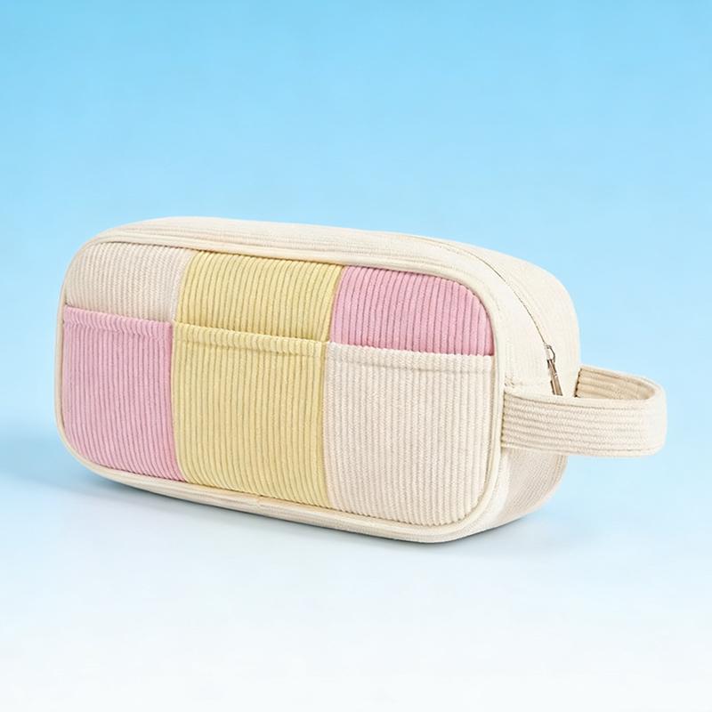 Minimalist Corduroy Makeup Handbag Large Capacity Travel Cosmetics Storage Bag Makeup Bag For Women