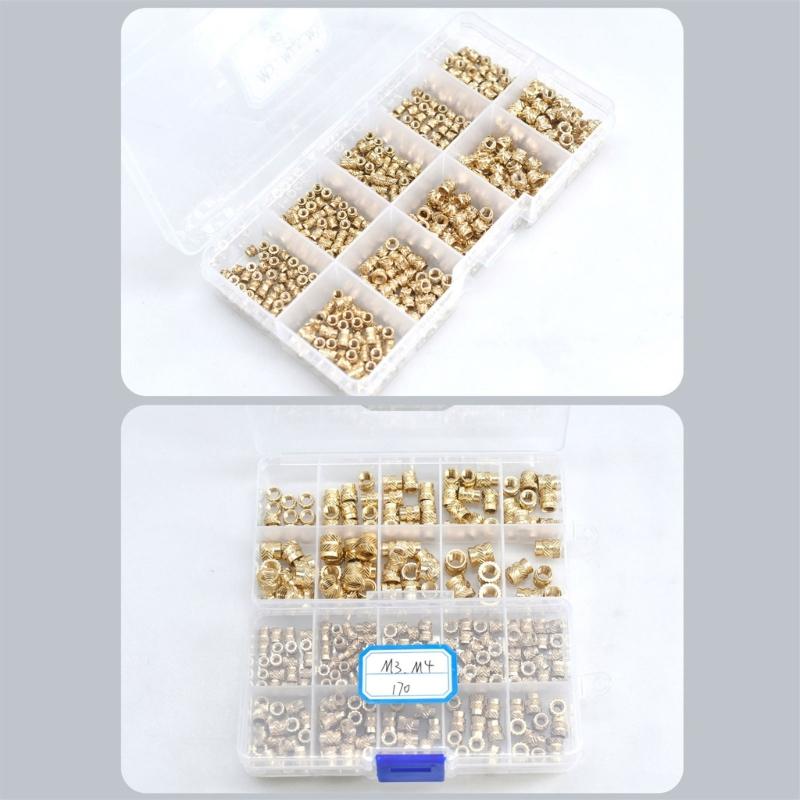 Metal Nut set Brass Threaded Insert Nut set Essential Fasteners Heat Resistant Nut set Gift for Engineers & Hobbyists