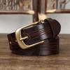 3.3Cm Wide Retro Personalized Embossed Belt Men'S Genuine Leather First Layer Cowhide Fashion Trend Casual Copper Buckle Belt