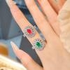 Light Luxury Niche Temperament Simulation Pigeon Blood Ruby Ring Women'S Red Corundum High-Grade With Cotton Emerald Diamond Ring