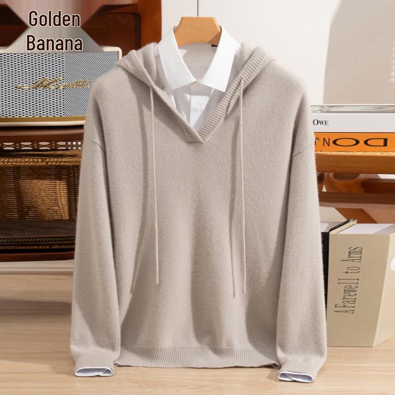 Men's Warm Hooded Wool-Cashmere Blend Knit Sweater