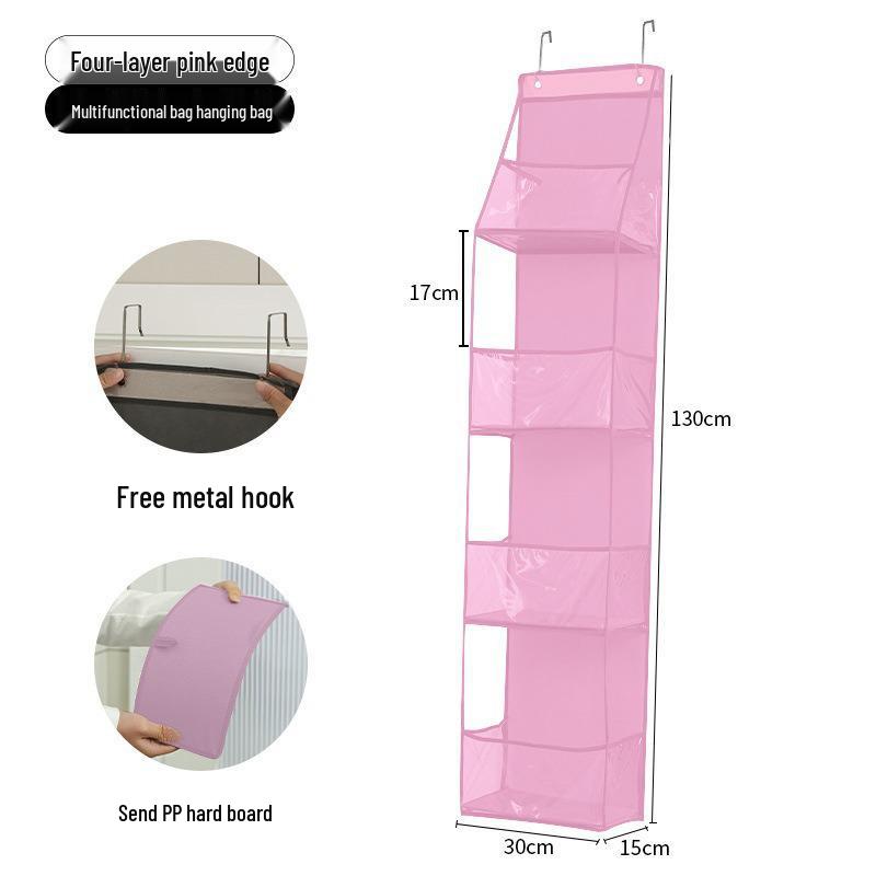Wall-Mounted Mesh Storage Bag: Layered Hanging Organizer with Transparent Design