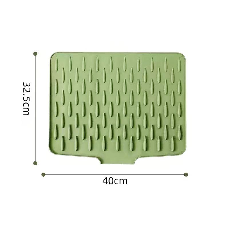 Silicone Dish Drying Mat for Kitchen Non-Slip Slope Drain Mat Heat-insulating Pot Pads Tableware Fruit Drain Mats Kitchen Tool