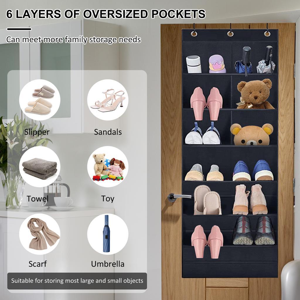 Hanging Shoe Organizer with 9 Pocket Hooks Wear Resistant The Door Shoe Hanger Door Hanging Storage Space Organizer Rack Closet