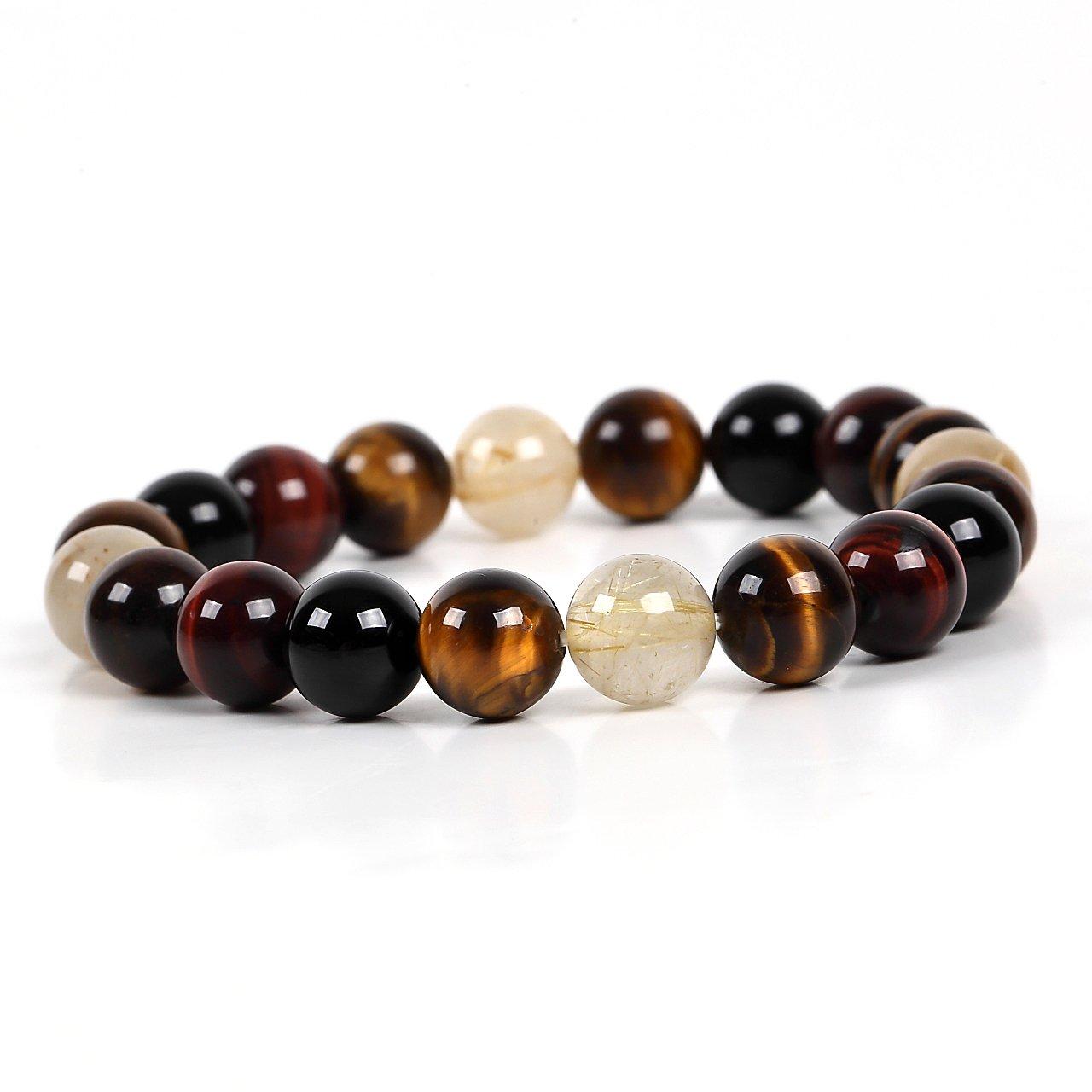 

Rutilated Quartz Tiger Eye 10mm Bracelet Pair AAA Identified [Kyojudo] Men s Women s (Men s)