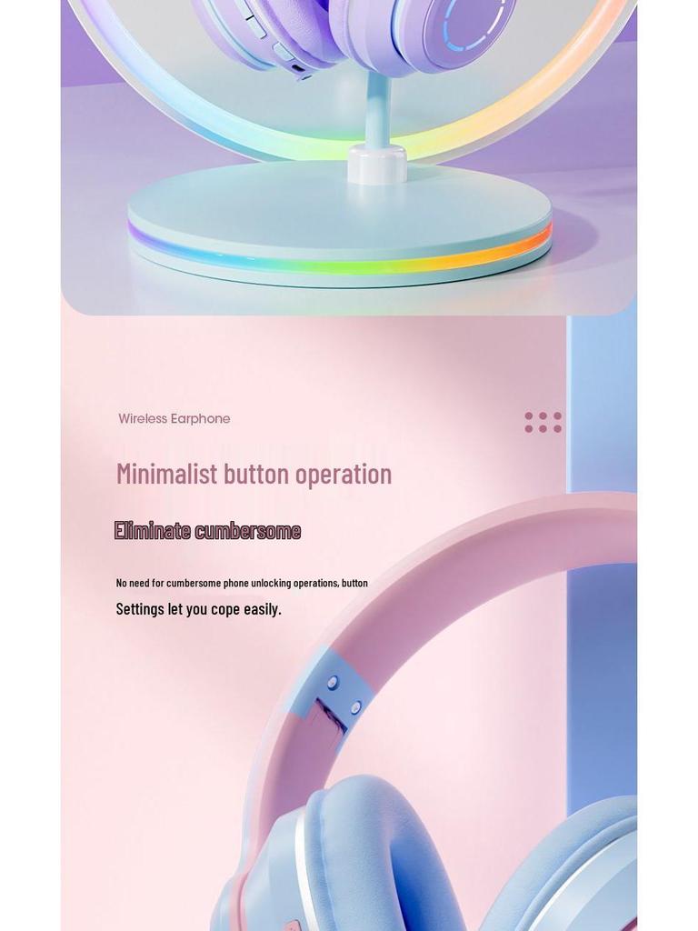 Over-ear Wireless Noise-Cancelling Bluetooth Gaming Headset with Heavy Bass, Compatible with Apple and Huawei Phones